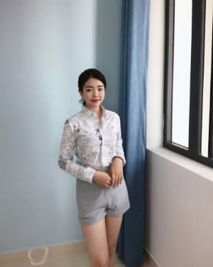 Áo sơ mi nữ tay dài họa tiết thời trang tự thiết kế A2.1