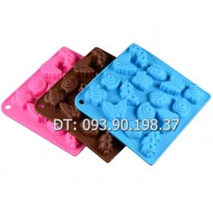 Khuôn silicon làm rau câu, socola vĩ 16 con sâu, con nhộng , bướm, cánh cam - Mã số 97