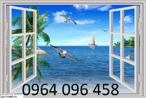 Tranh gạch 3d ốp tường mẫu tranh cửa sổ - 09QB