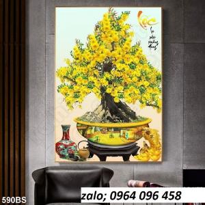 Tranh cây mai vàng - gạch tranh 3d cây mai vàng - 04SM