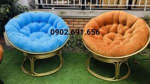 Ghế mây thư giãn papasan nệm xanh dương