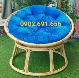 Ghế mây thư giãn papasan nệm xanh dương