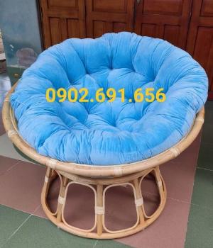 Ghế mây thư giãn papasan nệm xanh dương