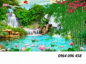 Gạch tranh 3d ốp tường phòng khách - 04AM