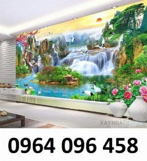 Gạch tranh 3d ốp tường phòng khách - 04AM