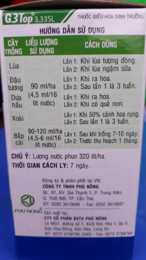 Thuốc kích thích sinh trưởng G3 top 50ml