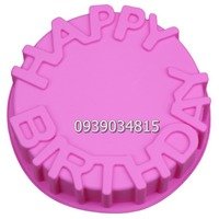Khuôn silicon làm rau câu, làm bánh hình tròn Happy Birthday - Mã số 544
