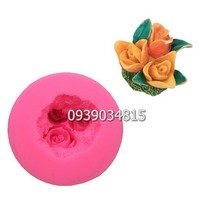 Khuôn silicon làm rau câu hoa ly chùm 3 hoa kèm lá – Mã số 638
