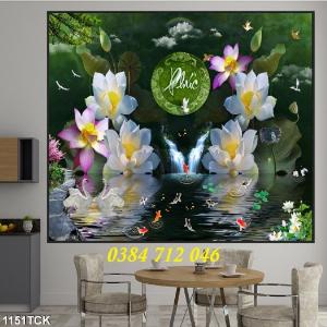Tranh gạch men trang trí tường, tranh hoa sen treo phòng