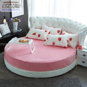 Giường tròn công chúa màu hồng cho các bé gái