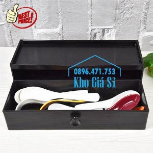 Bán hộp đũa cho nhà hàng quán ăn - Hộp đũa màu đen có nắp cho nhà hàng tại Hà Nội