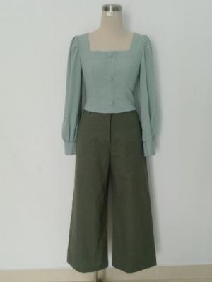 Áo Croptop dài tay màu xanh thời trang tự thiết kế A4.2
