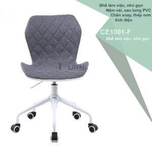 Ghế phòng họp chân xoay nệm vải xám chân thép sơn trắng CE1001-F hiện đại giá rẻ TpHCM