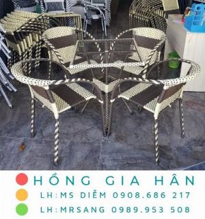 Bộ bàn ghế mây nhựa Hồng Gia Hân BGM02