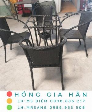 Bộ bàn ghế mây nhựa Hồng gia Hân BGM06