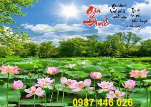 Tranh gạch men hoa sen 3d HP4011