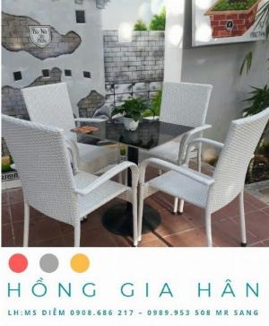 Bộ bàn ghế mây nhựa Hồng Gia Hân BGM27