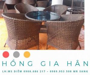 Bộ bàn ghế mây nhựa Hồng Gia Hân BGM31