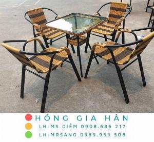 Bộ bàn ghế mây nhựa Hồng Gia Hân BGM43