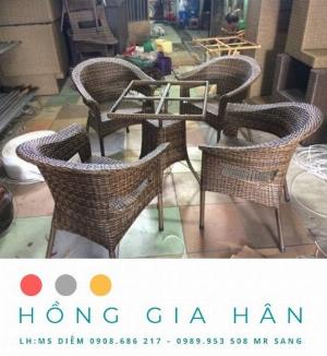 Bộ bàn ghế mây nhựa Hồng Gia Hân BGM45