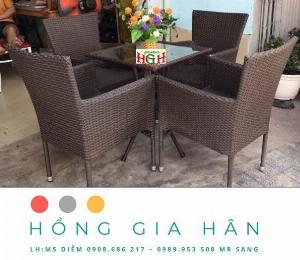 Bộ bàn ghế mây nhựa Hồng Gia Hân BGM48