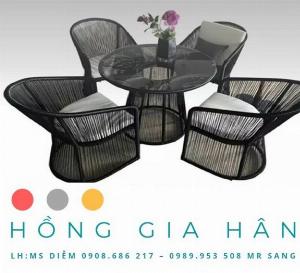 Bộ bàn ghế mây nhựa Hồng Gia Hân BGM49