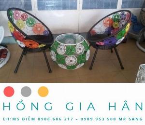 Bàn ghế mây nhựa Hồng Gia Hân BGM60