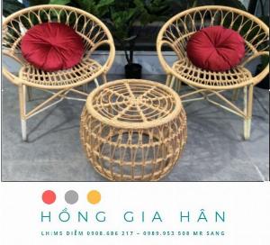 Bàn ghế mây nhựa Hồng Gia Hân BGM61