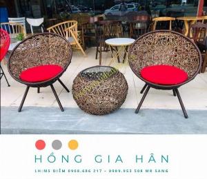 Bàn ghế mây nhựa Hồng Gia Hân BGM66