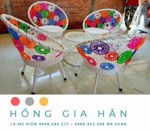 Bàn ghế mây nhựa Hồng Gia Hân BGM67