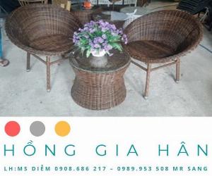 Bàn ghế mây nhựa Hồng Gia Hân BGM68