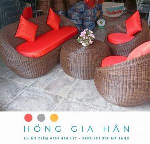 Bộ bàn ghế sofa mây nhựa Hồng Gia Hân BGM76