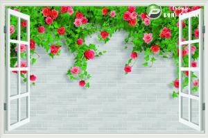 Gạch tranh 3d hoa hồng leo - XX11