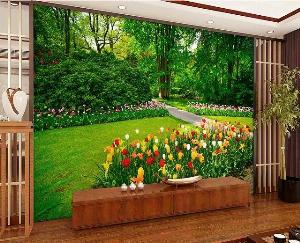 Gạch tranh 3d ốp tường phong cảnh rừng cây đẹp - VC44