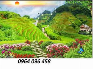 Gạch tranh 3d ốp tường phong cảnh rừng cây đẹp - VC44