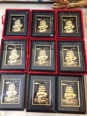 Tranh thuyền buồm mạ vàng 24k,Quà tặng phong thủy cao cấp