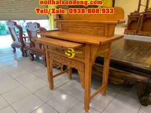 Bàn thờ nhị cấp gõ đỏ chạm sen 1m27