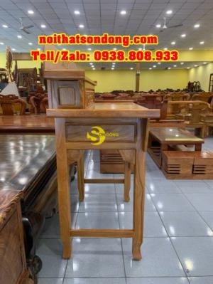 Bàn thờ nhị cấp gõ đỏ chạm sen 1m27