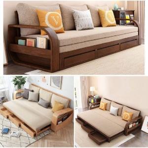 Sofa giường gỗ kéo sang trọng cho phòng khách tại Dĩ An, Bình Dương