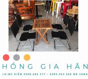 Bộ bàn ghế Cafe xếp gọn Hồng Gia Hân BGS24