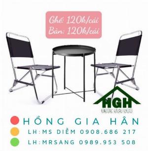 Bộ bàn ghế Cafe xếp gọn Hồng Gia Hân BGS23