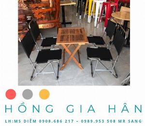 Bộ bàn ghế Cafe xếp gọn Hồng Gia Hân BGS22