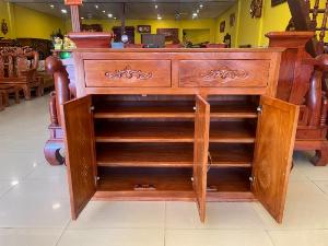 Tủ giày dép gõ đỏ kiểu bông gió – TGD003