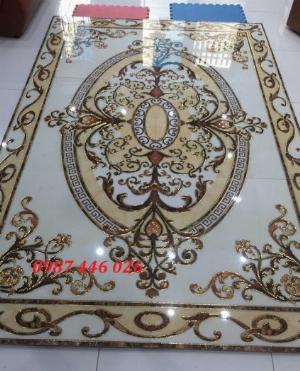Thảm gạch sàn nhà khắc vàng phòng khách HP9800