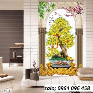 Tranh gạch 3d cây mai dán tường 3d - HV44