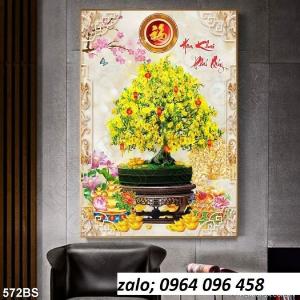 Tranh gạch 3d cây mai dán tường 3d - HV44