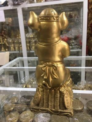 Tượng Heo Phong Thủy Ôm Thỏi Vàng,bằng đồng Cao 33cm Hàng Chính Hãng