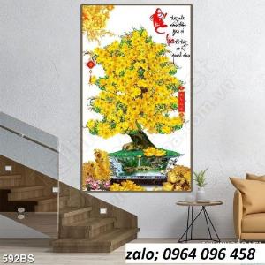 Tranh gạch 3d cây mai dán tường - SM43