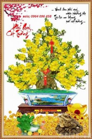 Tranh gạch 3d cây mai dán tường - SM43