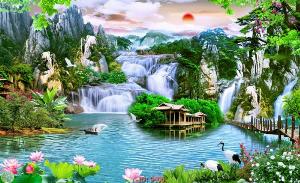 Tranh gạch ốp tường 3d phong cảnh - KN4